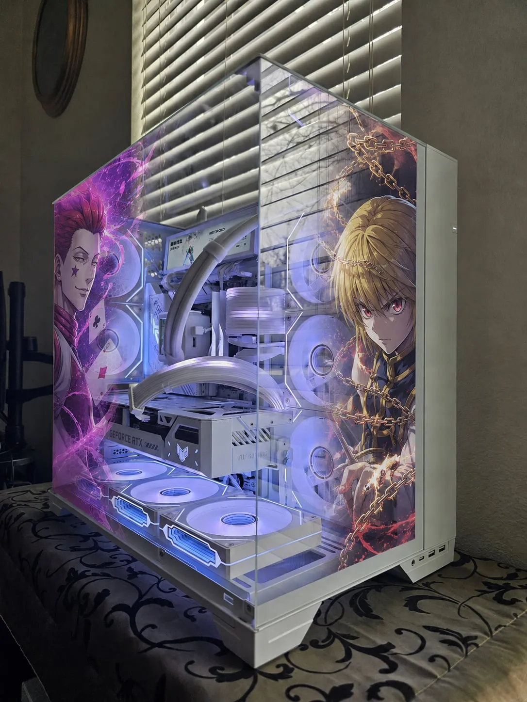 Hunter x Hunter wrapped O11 Vision — Hisoka and Kurapika on the glass with the white interior glowing violet