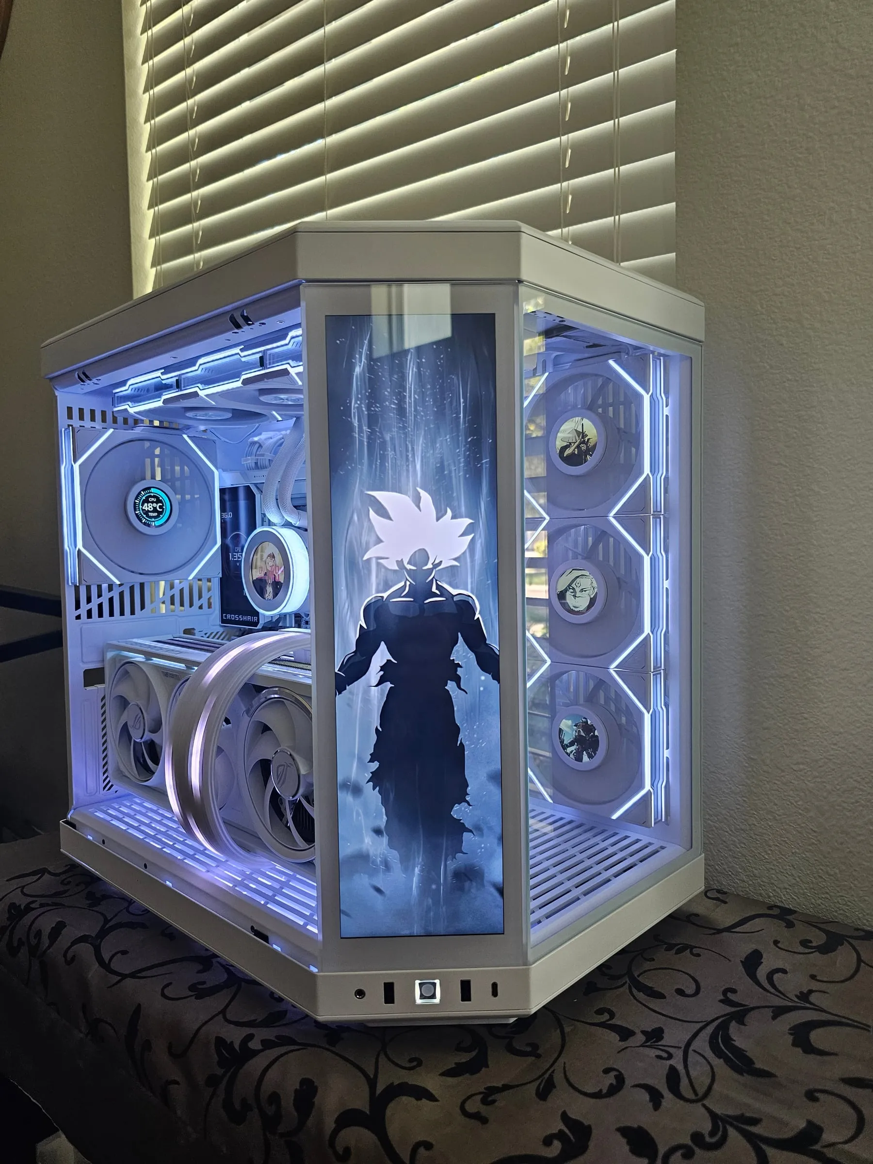 White-out theme with Ultra Instinct Goku silhouette art on the front display