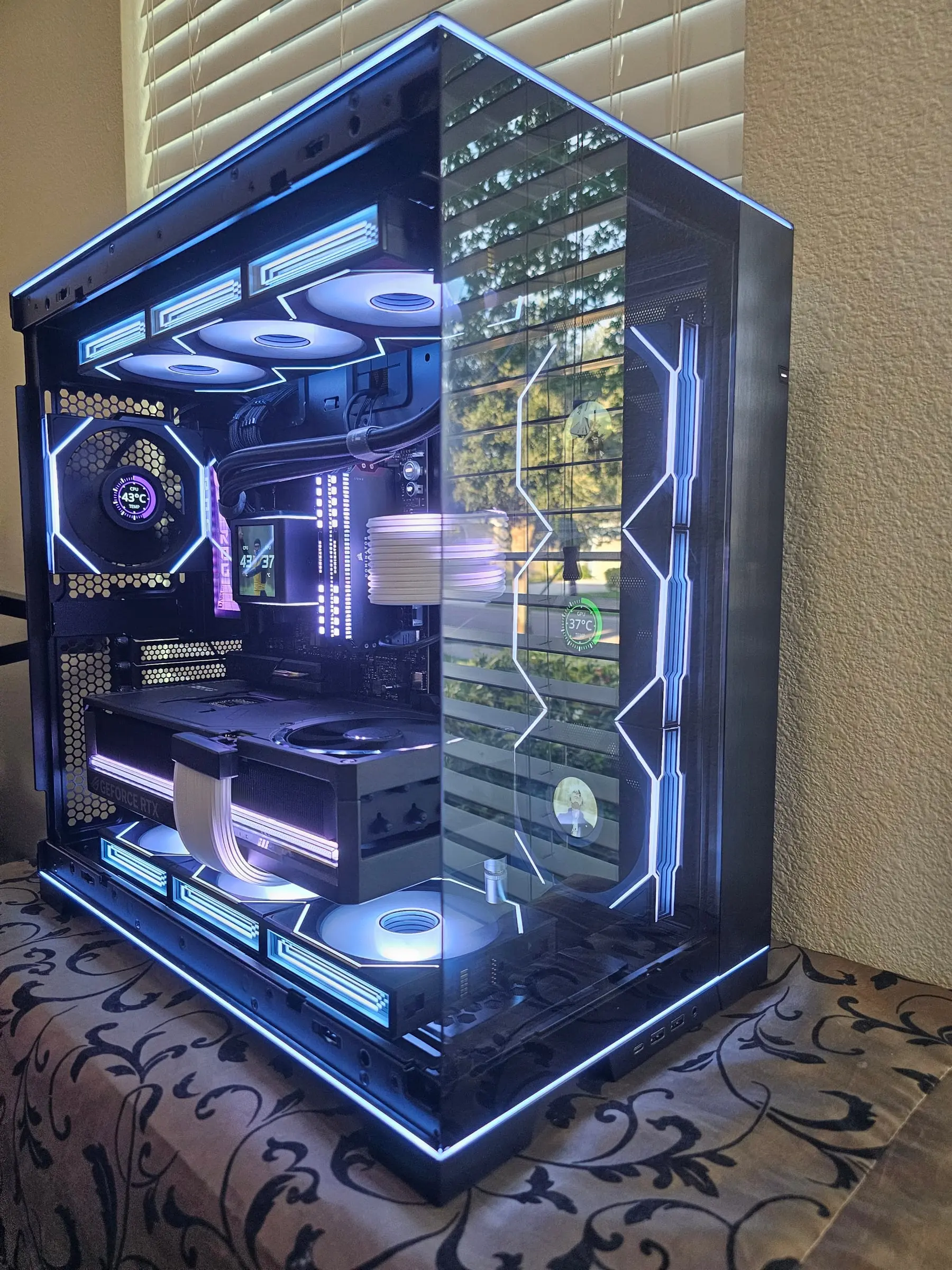 Icy white showcase view of the finished EVO RGB build